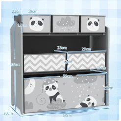 ZONEKIZ Homcom - Estantería para juguetes 6 cajas tela Gris