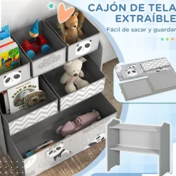 ZONEKIZ Homcom - Estantería para juguetes 6 cajas tela Gris