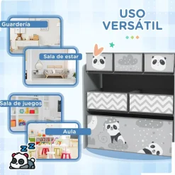 ZONEKIZ Homcom - Estantería para juguetes 6 cajas tela Gris