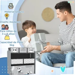 ZONEKIZ Homcom - Estantería para juguetes 6 cajas tela Gris