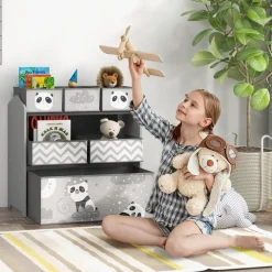 ZONEKIZ Homcom - Estantería para juguetes 6 cajas tela Gris