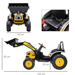 Homcom - Excavadora Tractor Vehículo de batería Amarillo* Vehículos De Batería O A Pedales