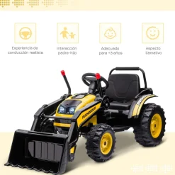 Homcom - Excavadora Tractor Vehículo de batería Amarillo* Vehículos De Batería O A Pedales