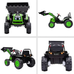 Homcom - Excavadora Tractor Vehículo de batería Verde* Vehículos De Batería O A Pedales