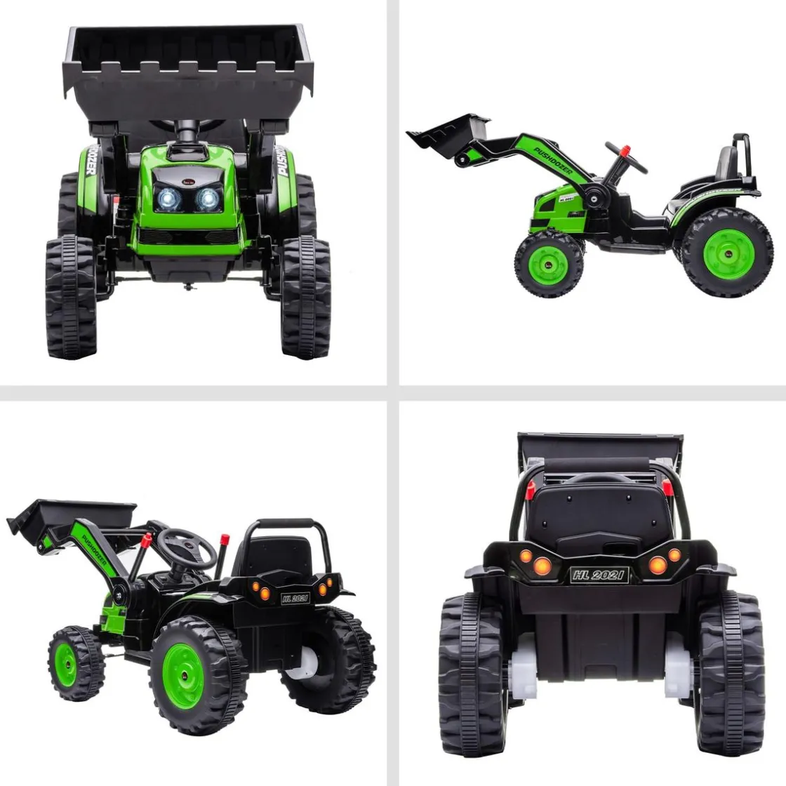 Homcom - Excavadora Tractor Vehículo de batería Verde* Vehículos De Batería O A Pedales