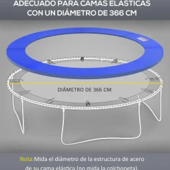 Homcom - Funda acolchada de protección borde camas elásticas 366 cm Azul* Camas Elásticas