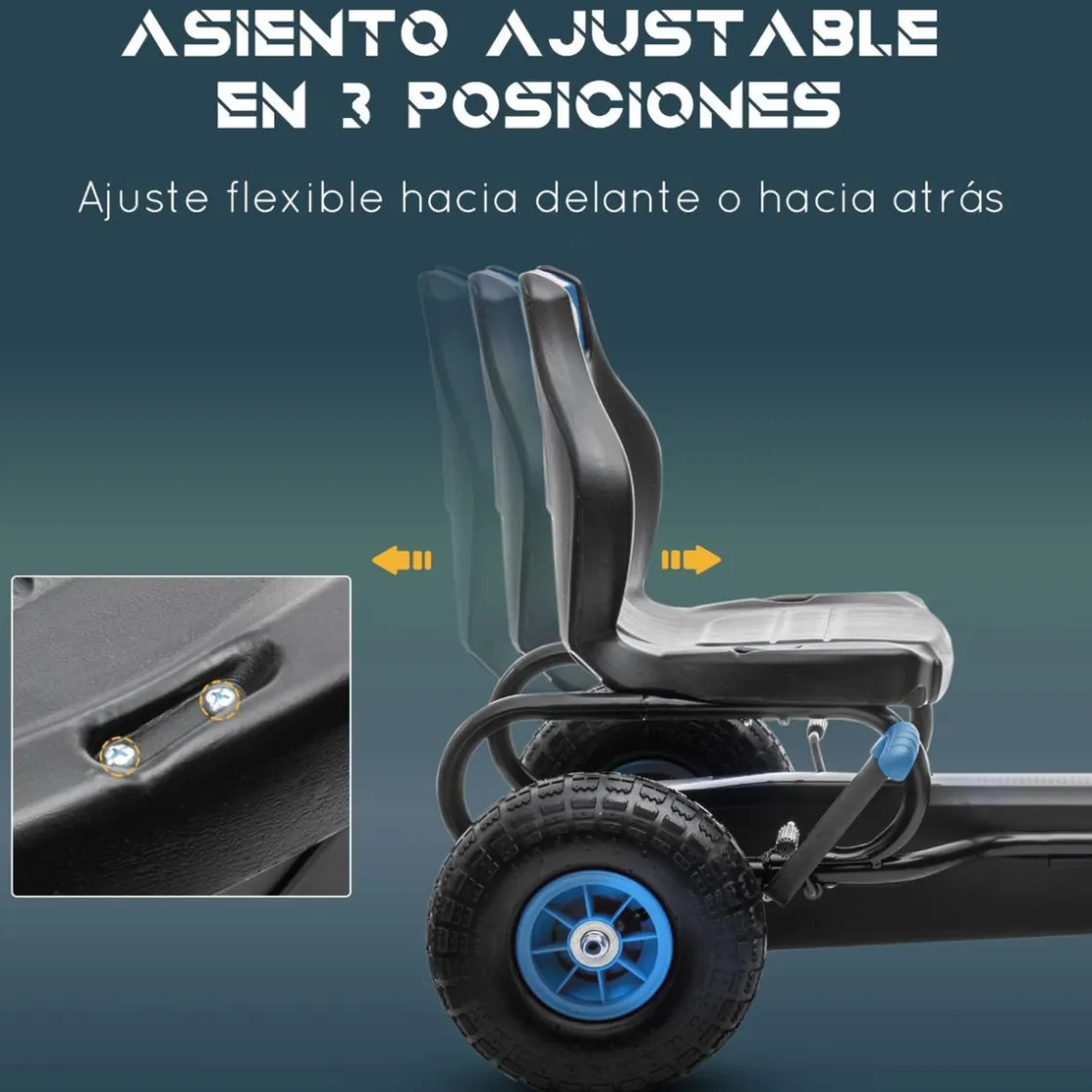 Homcom - Go Kart con pedales azul-negro* Vehículos De Batería O A Pedales