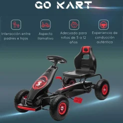 Homcom - Go Kart con pedales rojo-negro* Vehículos De Batería O A Pedales