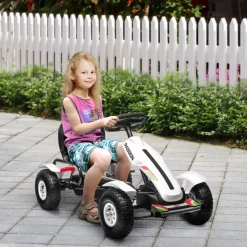 Homcom - Go Kart con pedales blanco-negro