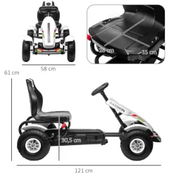 Homcom - Go Kart con pedales blanco-negro