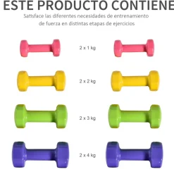 Homcom - Juego de 8 mancuernas hexagonales