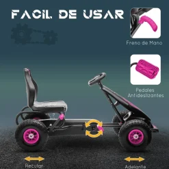 Homcom - Kart de pedales Negro/Rosa* Vehículos De Batería O A Pedales