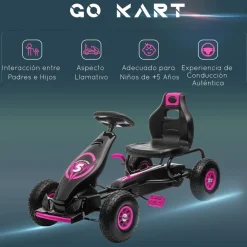 Homcom - Kart de pedales Negro/Rosa* Vehículos De Batería O A Pedales
