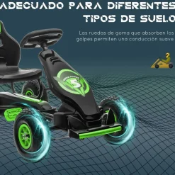 Homcom - Kart de pedales Negro/Verde