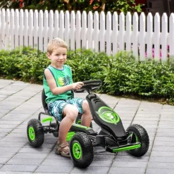 Homcom - Kart de pedales Negro/Verde