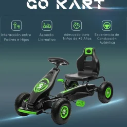 Homcom - Kart de pedales Negro/Verde
