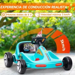 AIYAPLAY Homcom - Kart eléctrico Azul con luz y música