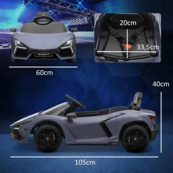 AIYAPLAY Homcom - Lamborghini Revuelto eléctrico Gris con mando* Vehículos De Batería O A Pedales