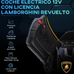 AIYAPLAY Homcom - Lamborghini Revuelto eléctrico Gris con mando* Vehículos De Batería O A Pedales