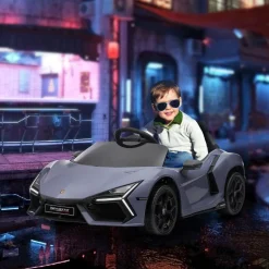 AIYAPLAY Homcom - Lamborghini Revuelto eléctrico Gris con mando* Vehículos De Batería O A Pedales
