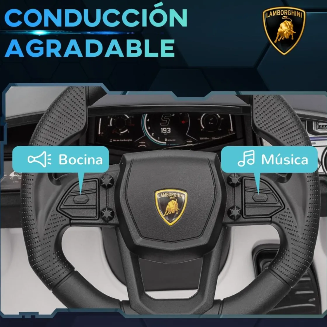 AIYAPLAY Homcom - Lamborghini Revuelto eléctrico Blanco con mando