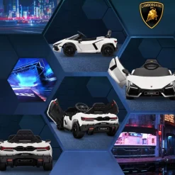 AIYAPLAY Homcom - Lamborghini Revuelto eléctrico Blanco con mando
