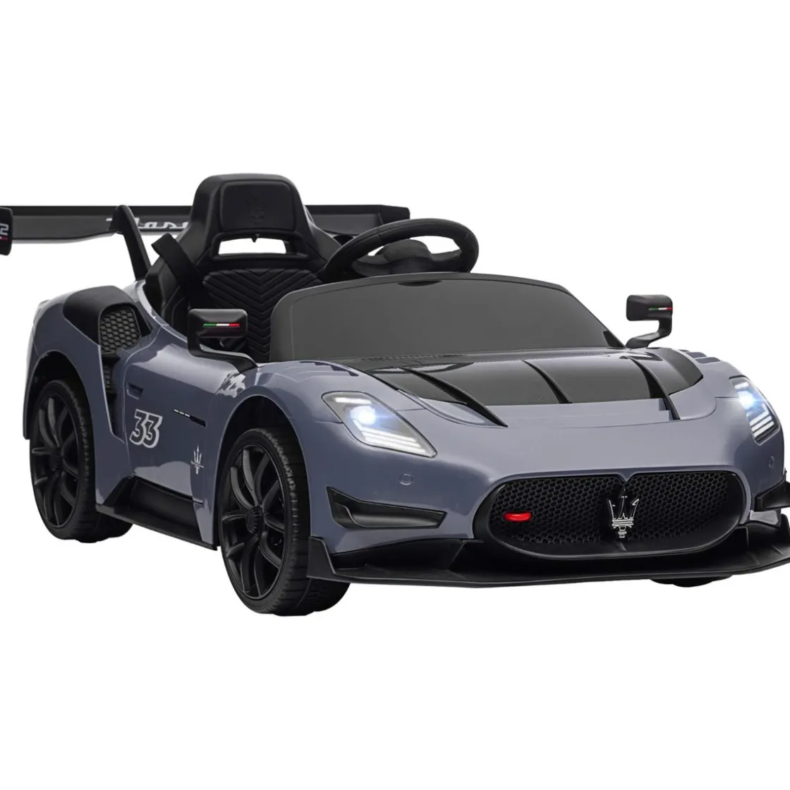 AIYAPLAY Homcom - Maserati GT2 eléctrico Gris con mando* Vehículos De Batería O A Pedales