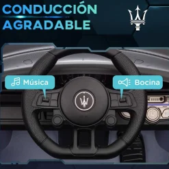 AIYAPLAY Homcom - Maserati GT2 eléctrico Gris con mando* Vehículos De Batería O A Pedales