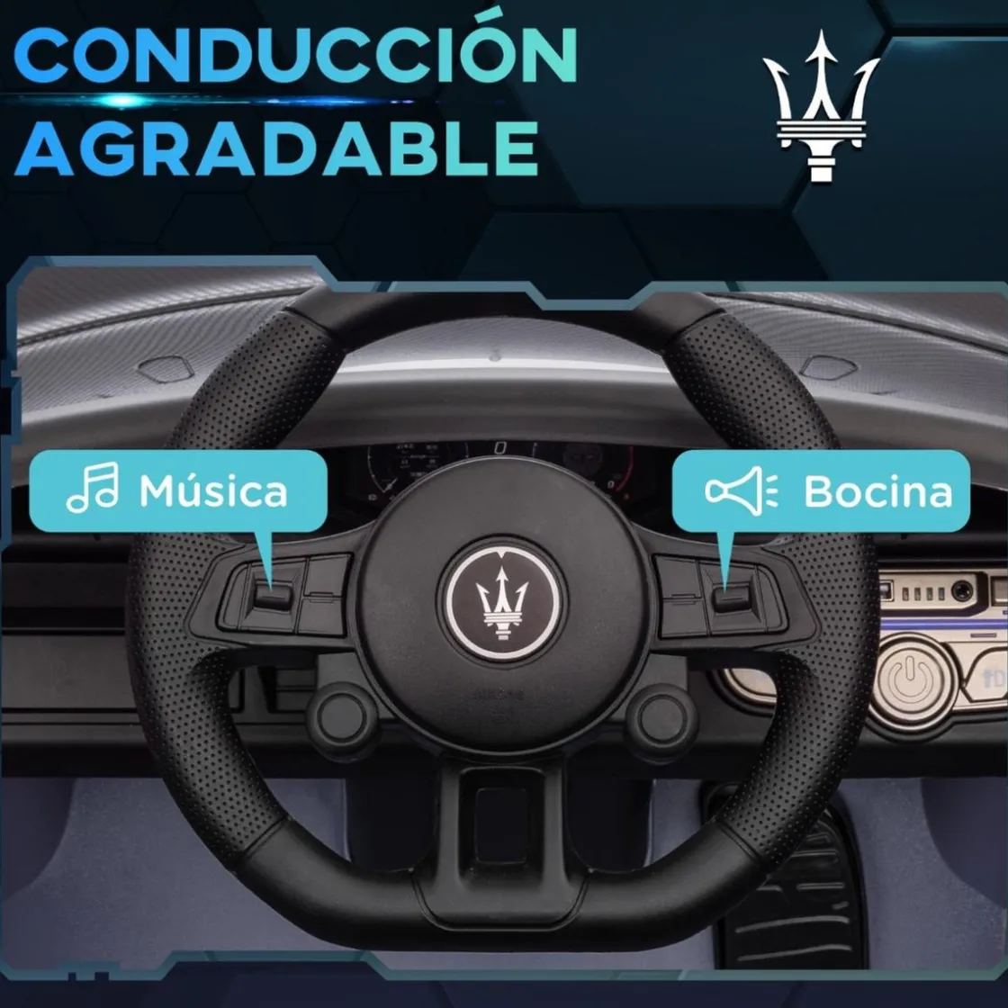 AIYAPLAY Homcom - Maserati GT2 eléctrico Gris con mando* Vehículos De Batería O A Pedales