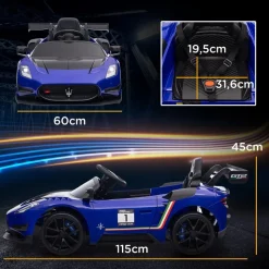 AIYAPLAY Homcom - Maserati GT2 eléctrico Azul con mando