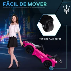 AIYAPLAY Homcom - Maserati GT2 eléctrico Rosa con mando* Vehículos De Batería O A Pedales