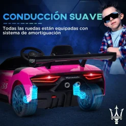 AIYAPLAY Homcom - Maserati GT2 eléctrico Rosa con mando* Vehículos De Batería O A Pedales