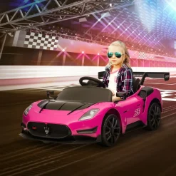 AIYAPLAY Homcom - Maserati GT2 eléctrico Rosa con mando* Vehículos De Batería O A Pedales