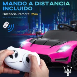 AIYAPLAY Homcom - Maserati GT2 eléctrico Rosa con mando* Vehículos De Batería O A Pedales