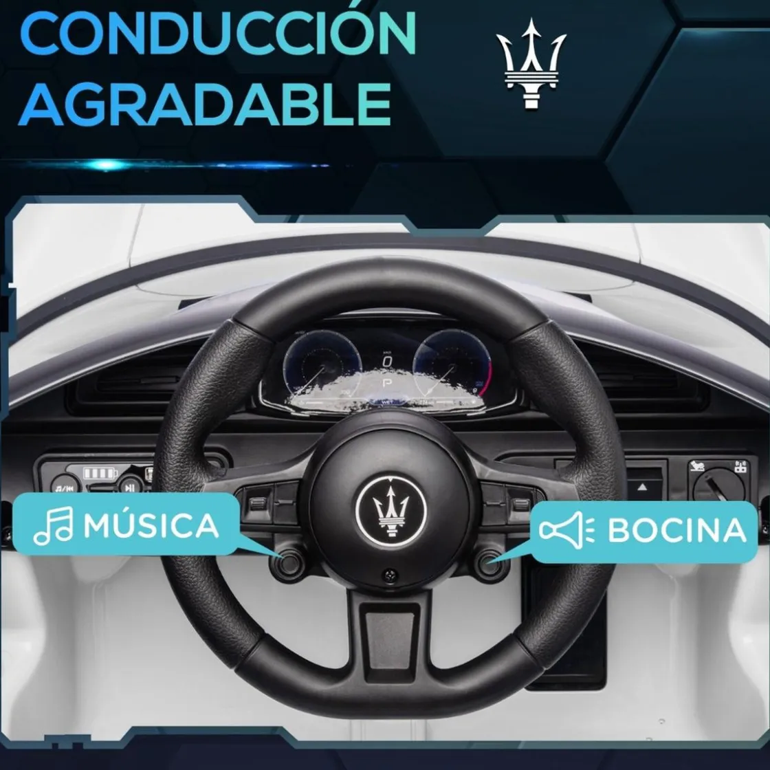 AIYAPLAY Homcom - Maserati MC20 eléctrico Blanco con mando