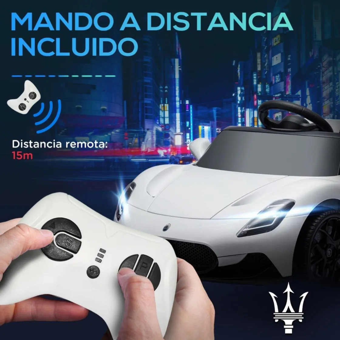 AIYAPLAY Homcom - Maserati MC20 eléctrico Blanco con mando