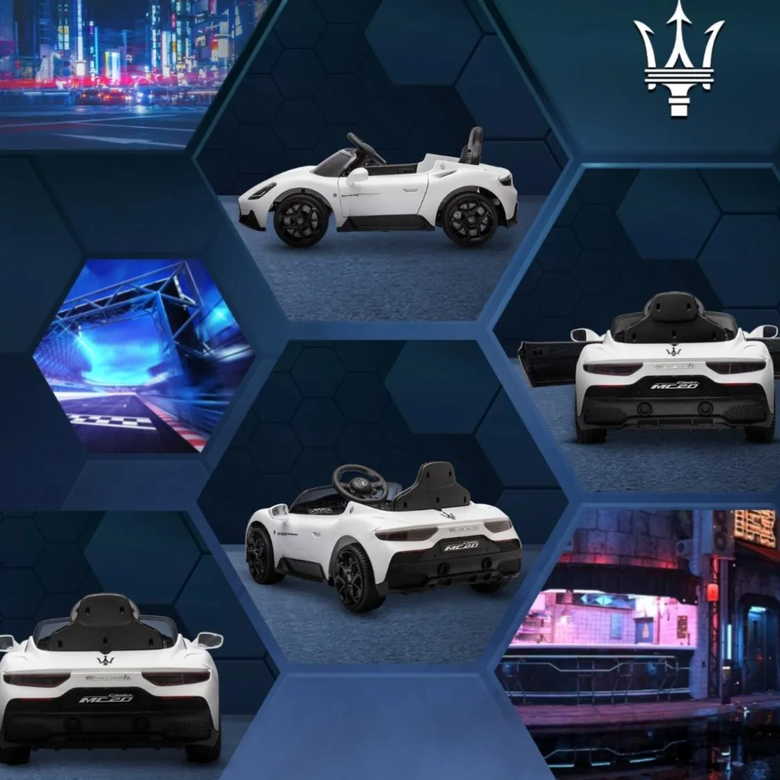 AIYAPLAY Homcom - Maserati MC20 eléctrico Blanco con mando