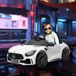 AIYAPLAY Homcom - Mercedes AMG GTR Batería con mando a distancia Blanco* Vehículos De Batería O A Pedales