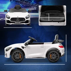 AIYAPLAY Homcom - Mercedes AMG GTR Batería con mando a distancia Blanco* Vehículos De Batería O A Pedales