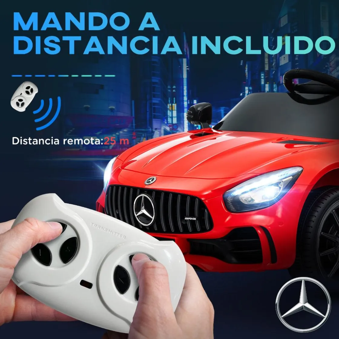 AIYAPLAY Homcom - Mercedes AMG GTR Batería con mando a distancia Rojo* Vehículos De Batería O A Pedales