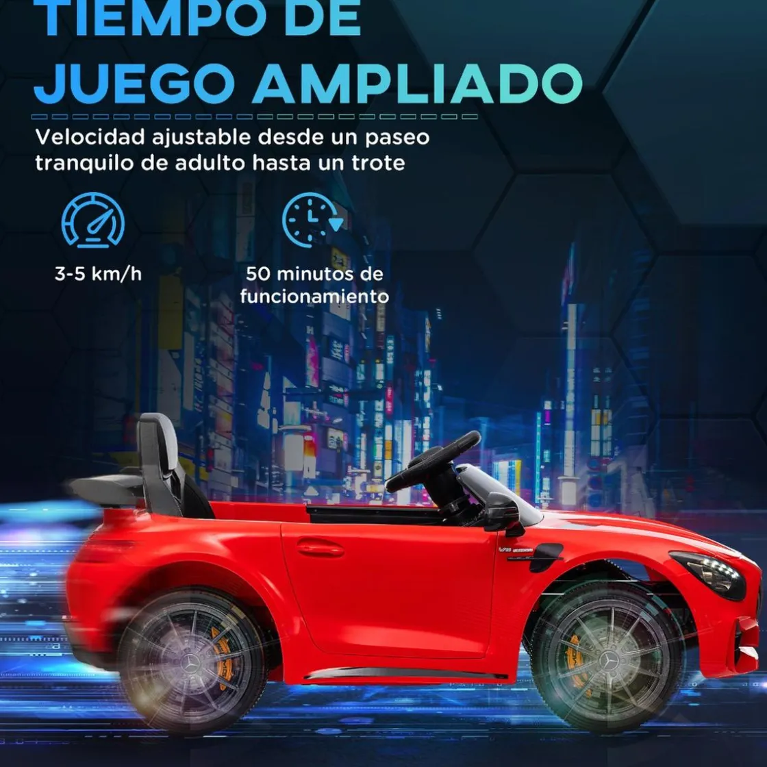 AIYAPLAY Homcom - Mercedes AMG GTR Batería con mando a distancia Rojo* Vehículos De Batería O A Pedales