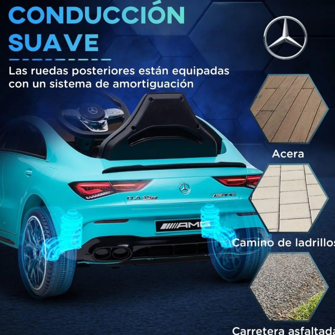AIYAPLAY Homcom - Mercedes Benz AMG CLA 45 eléctrico Azul con mando* Vehículos De Batería O A Pedales