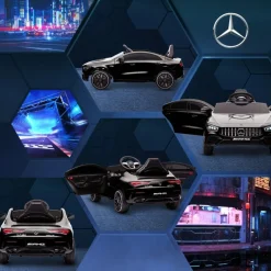 AIYAPLAY Homcom - Mercedes Benz AMG CLA 45 eléctrico Negro con mando