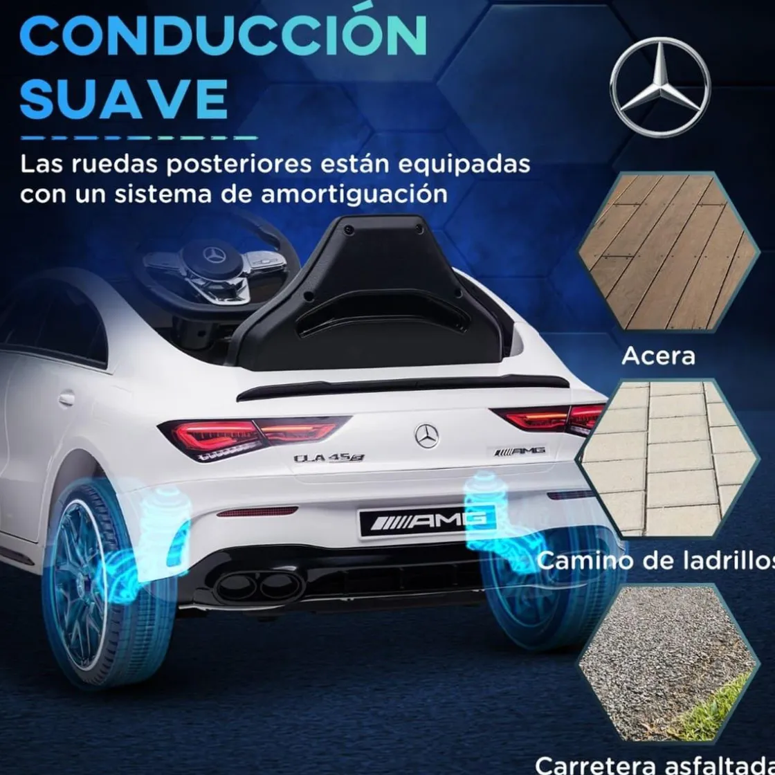 AIYAPLAY Homcom - Mercedes Benz AMG CLA 45 eléctrico Blanco con mando