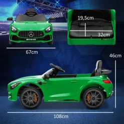 AIYAPLAY Homcom - Mercedes Benz AMG GTR eléctrico Verde con mando