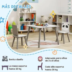 ZONEKIZ Homcom - Mesa con 2 sillas Panda