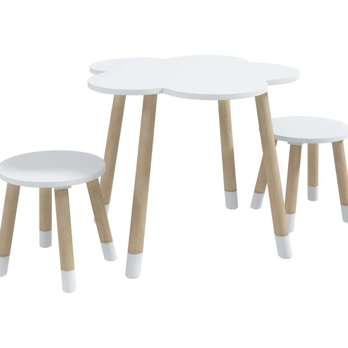 Homcom - Mesa Flor y bancos Blanco