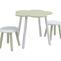 Homcom - Mesa Flor y bancos Verde y Blanco* Estilo De Vida