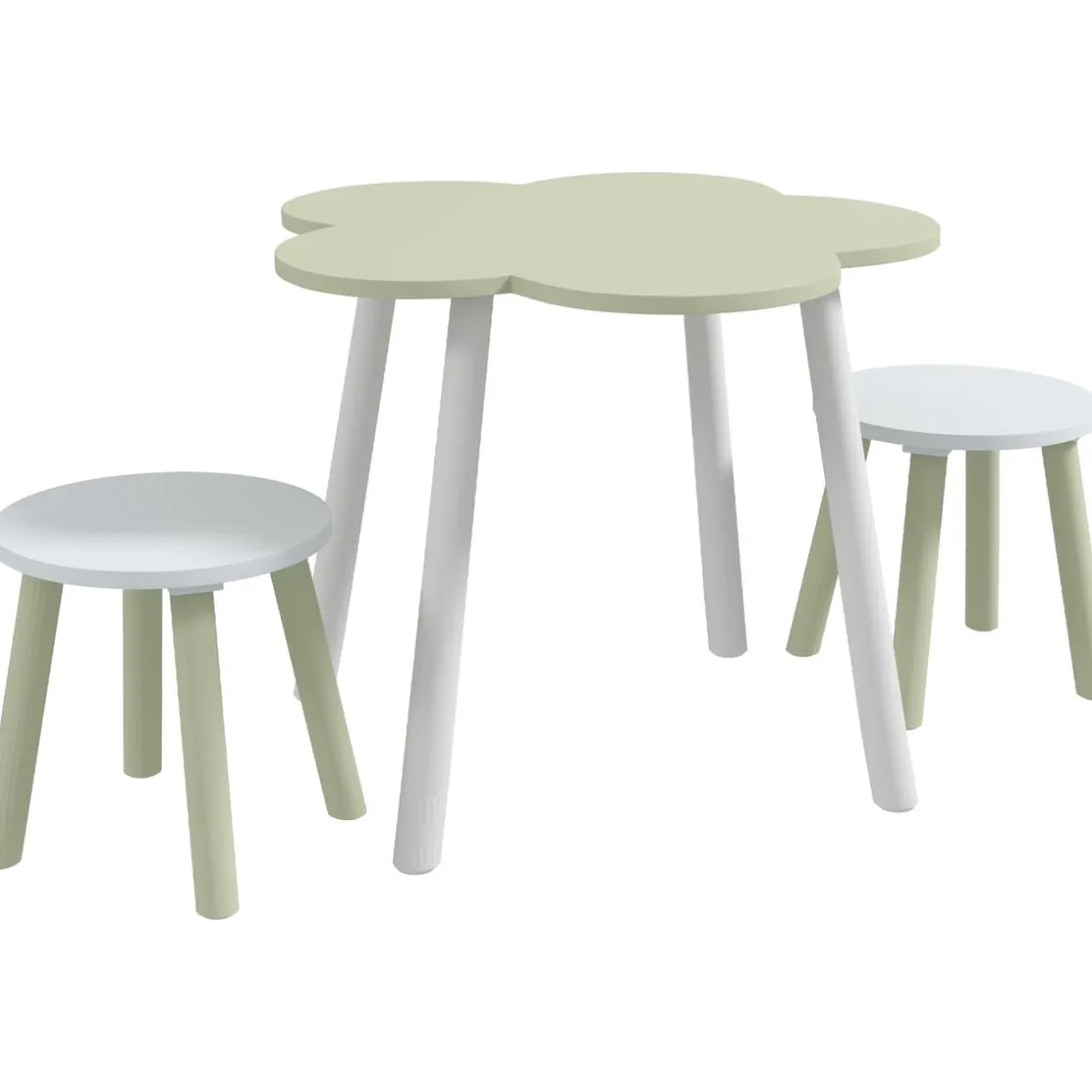 Homcom - Mesa Flor y bancos Verde y Blanco* Estilo De Vida