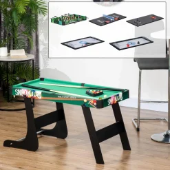 Homcom - Mesa multijuegos 6 en 1 plegable